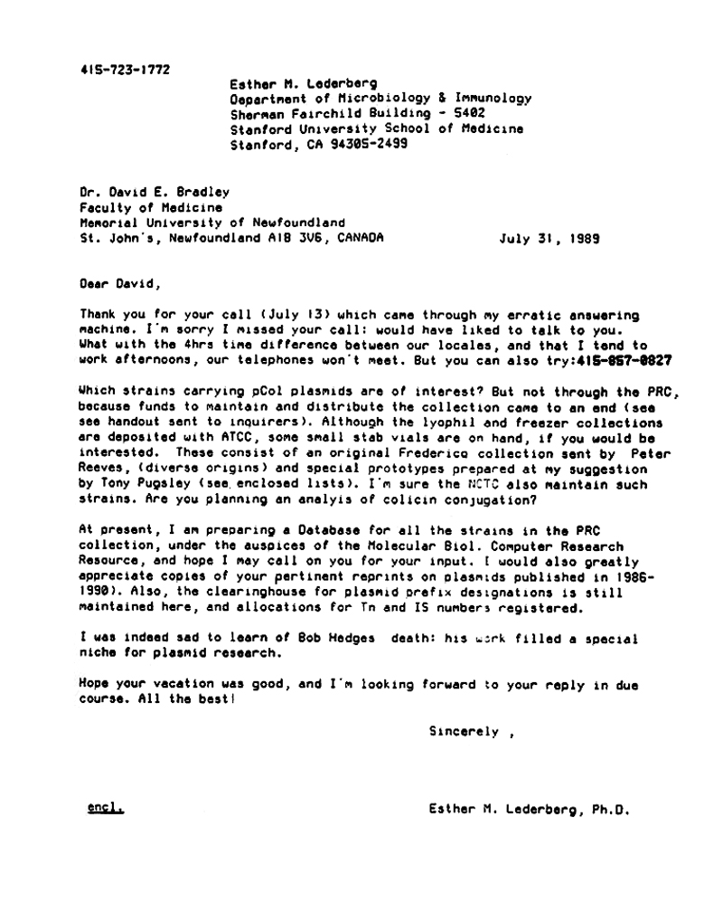 EML to Bradley (PRC) 7-31-89